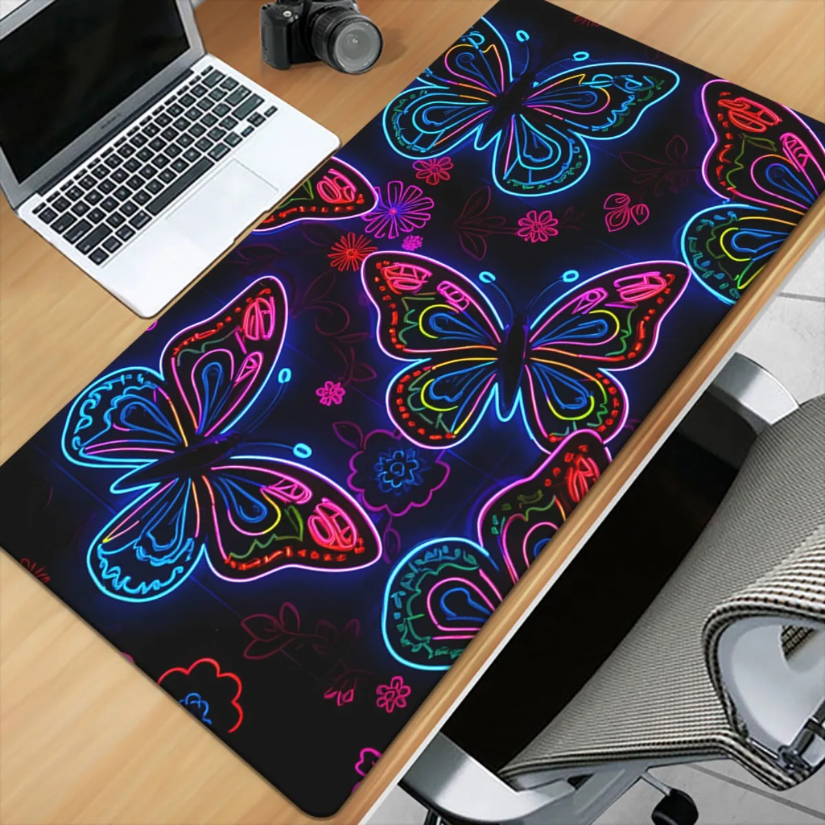 Brand Butterfly Neon HD Printed Iron Art Desk Mat XXL Multi Functional Gaming Mousepad Keyboard Office PC Gamer Pad