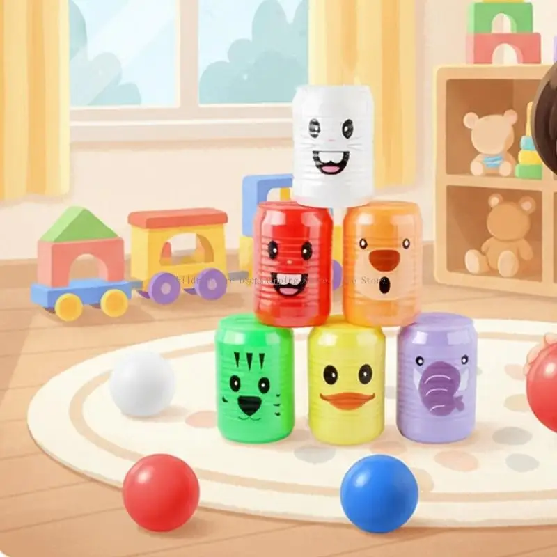 مجموعة لعبة البولينج البلاستيكية للأطفال تتضمن 3 كرات و6 علب رياضة داخلية #2