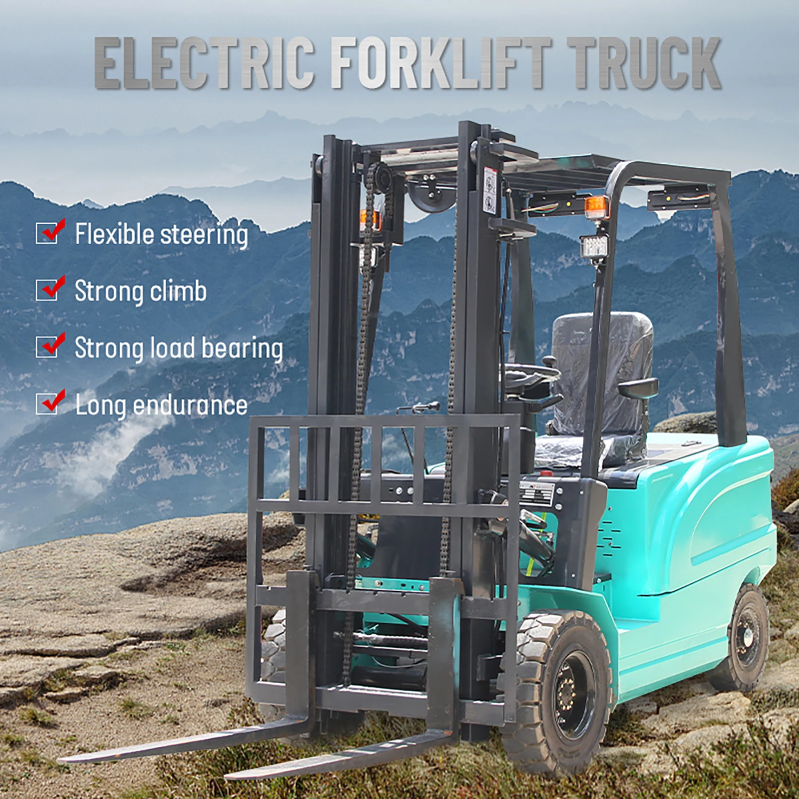 Pago completo, no un depósito, carretilla elevadora eléctrica de 2 toneladas, camión elevador de cambio lateral con manejo de batería de plomo-ácido