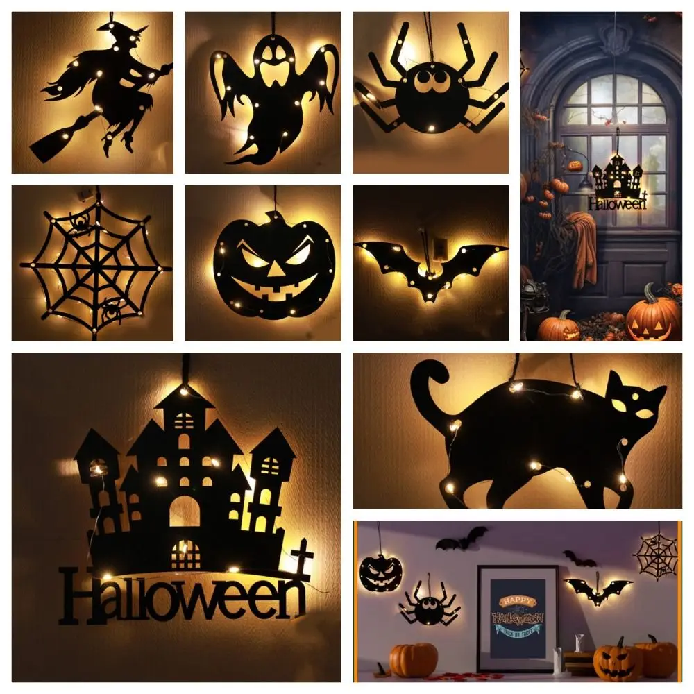 Willkommen schild Halloween hängen Tag Licht gruselige Hexe Geist Halloween Haustür Licht Anhänger Spukhaus Requisite