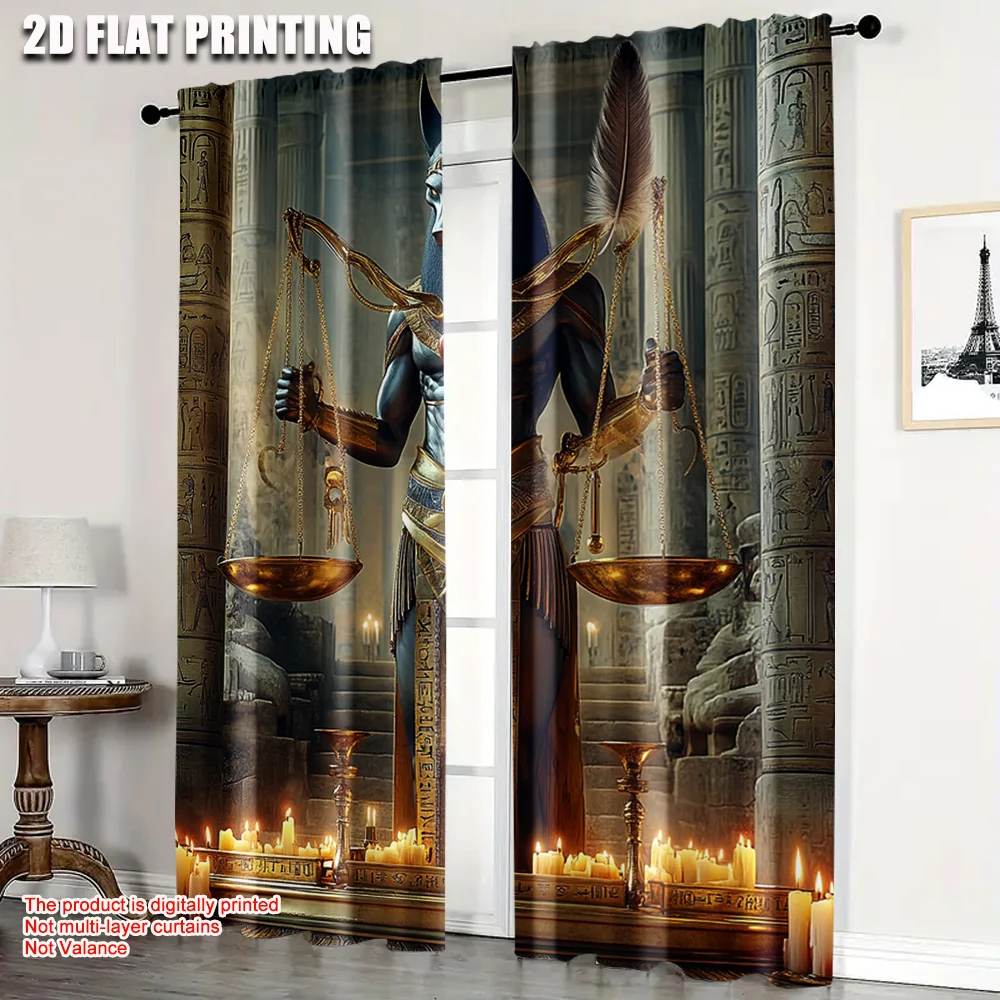 

2pc, Party Curtain Egyptian Goddess and Balance Blackout Polyester Festive Backdrops Suitable for Home & Party Decoration
