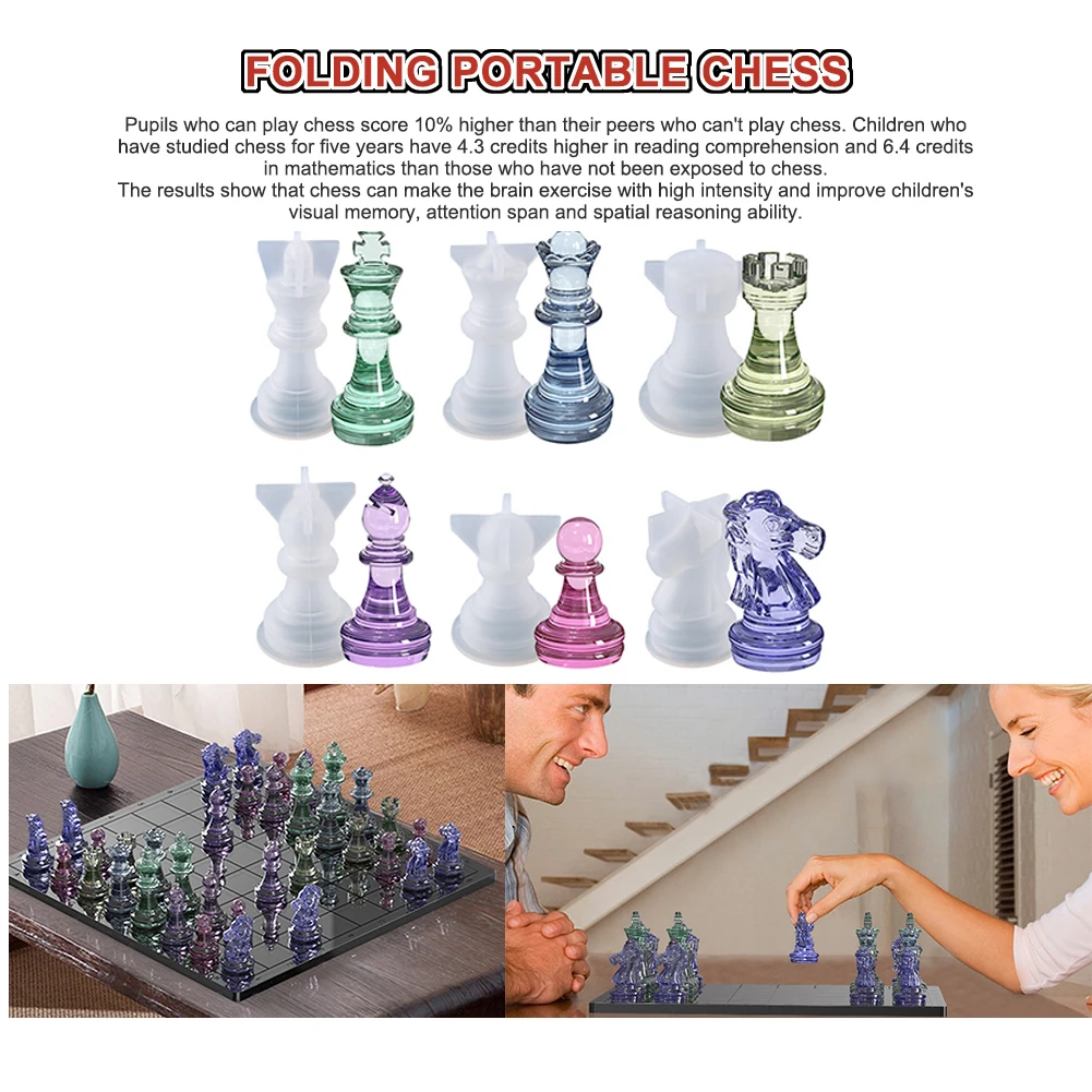 International Chess Epoxy Resin Mold Chess Pieces Silicone Mould DIY Crafts Jewelry Home Decorations Casting Tools