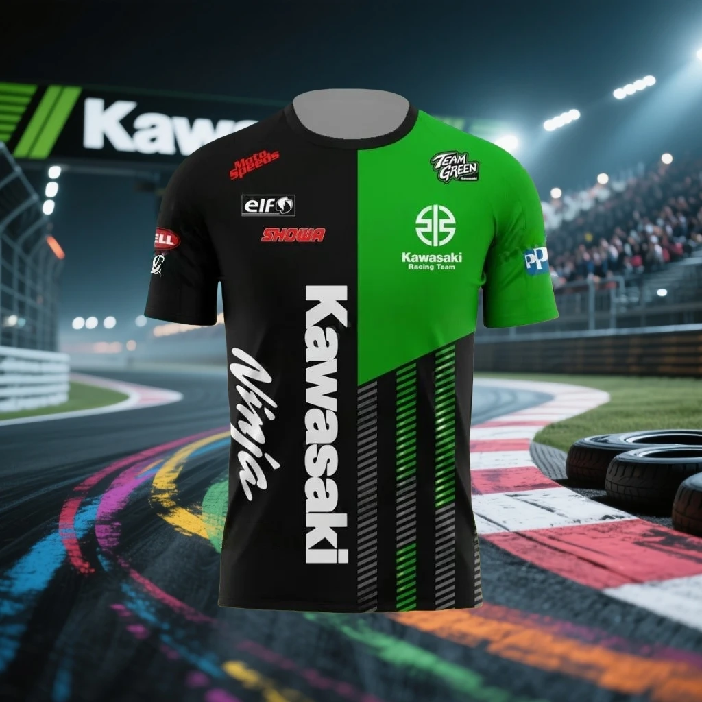 

Мужская футболка Kawasaki Motorcycle Racing с 3D принтом, быстросохнущая одежда, свободная спортивная одежда, повседневная одежда большого размера с коротким рукавом для мужчин
