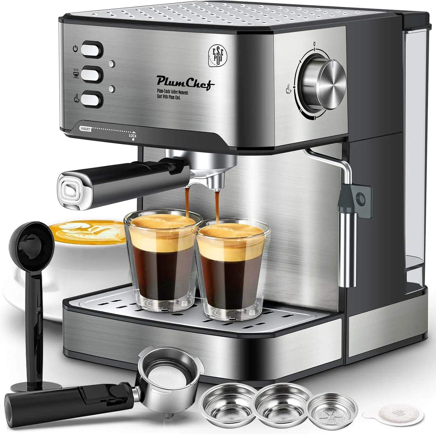 Espresso Machine 20 Bar Professional Compact Coffee Espresso Maker with Milk Steam Wand Water Tank Low Noise and Fast Coffee Mac