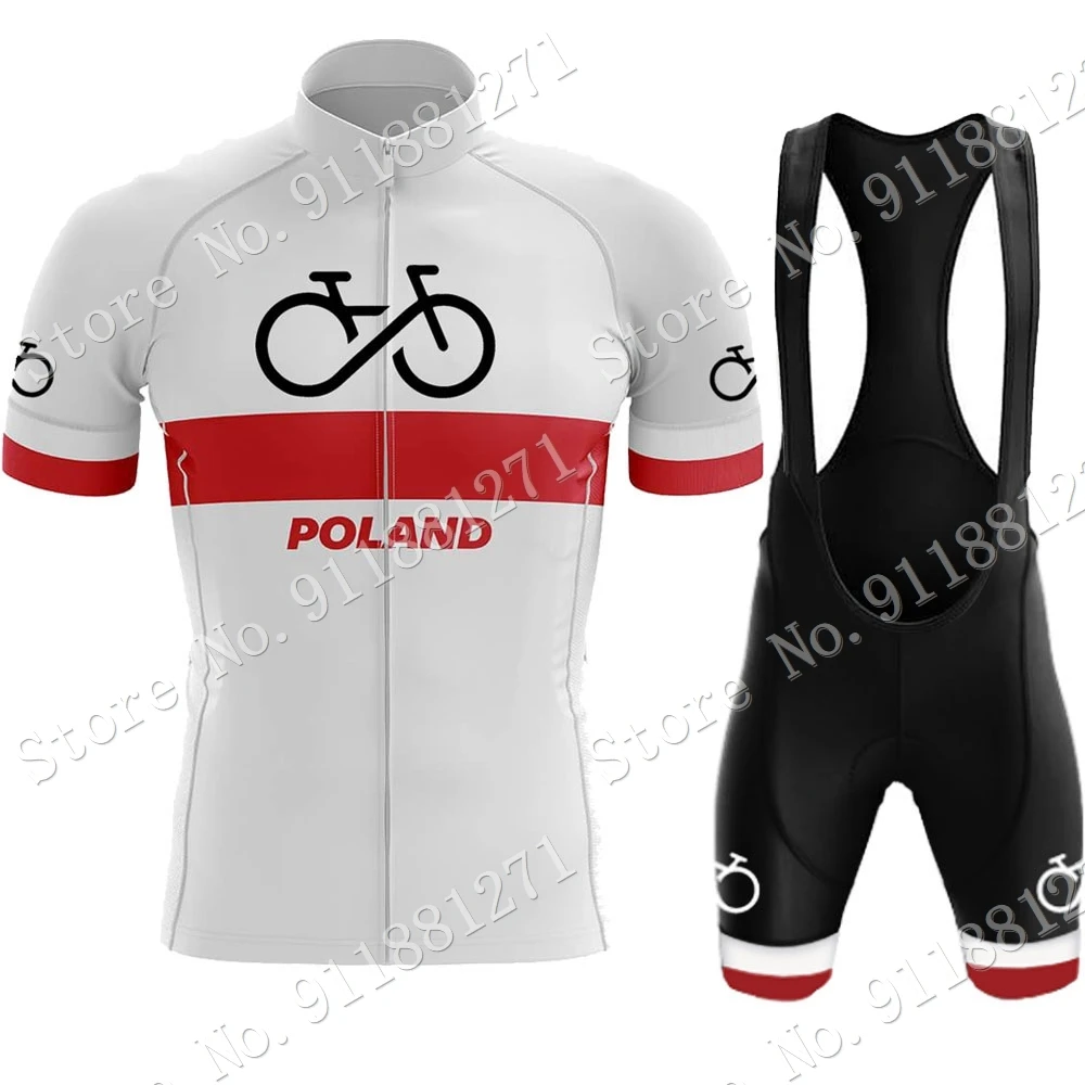 Poland 2023 Team Men's Cycling Jersey Set Summer Polish Clothing Road Bike Suit Mountain Bicycle Shirt Bib Shorts MTB Maillot