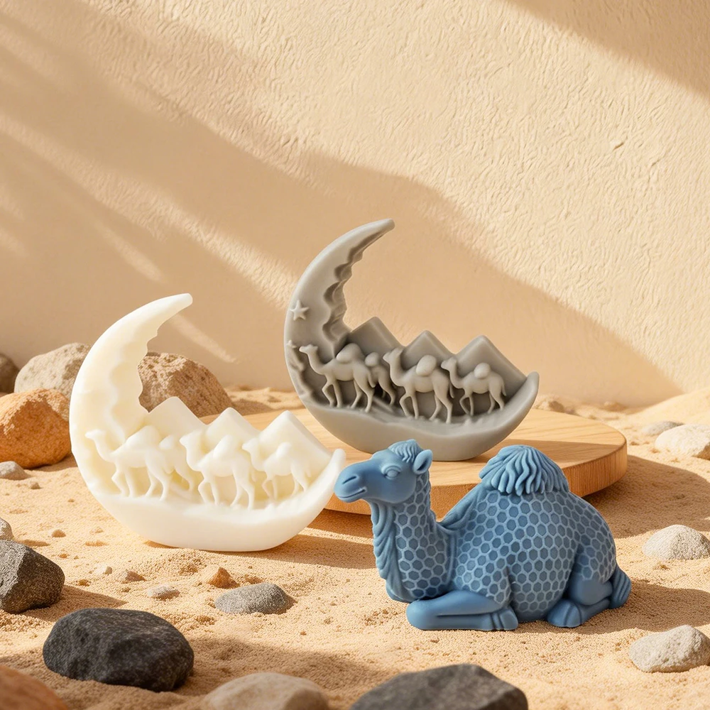 Ramadan 3D Desert Camel Silicone Mold Scented Candle Resin Soap Crafts Furniture Decorations