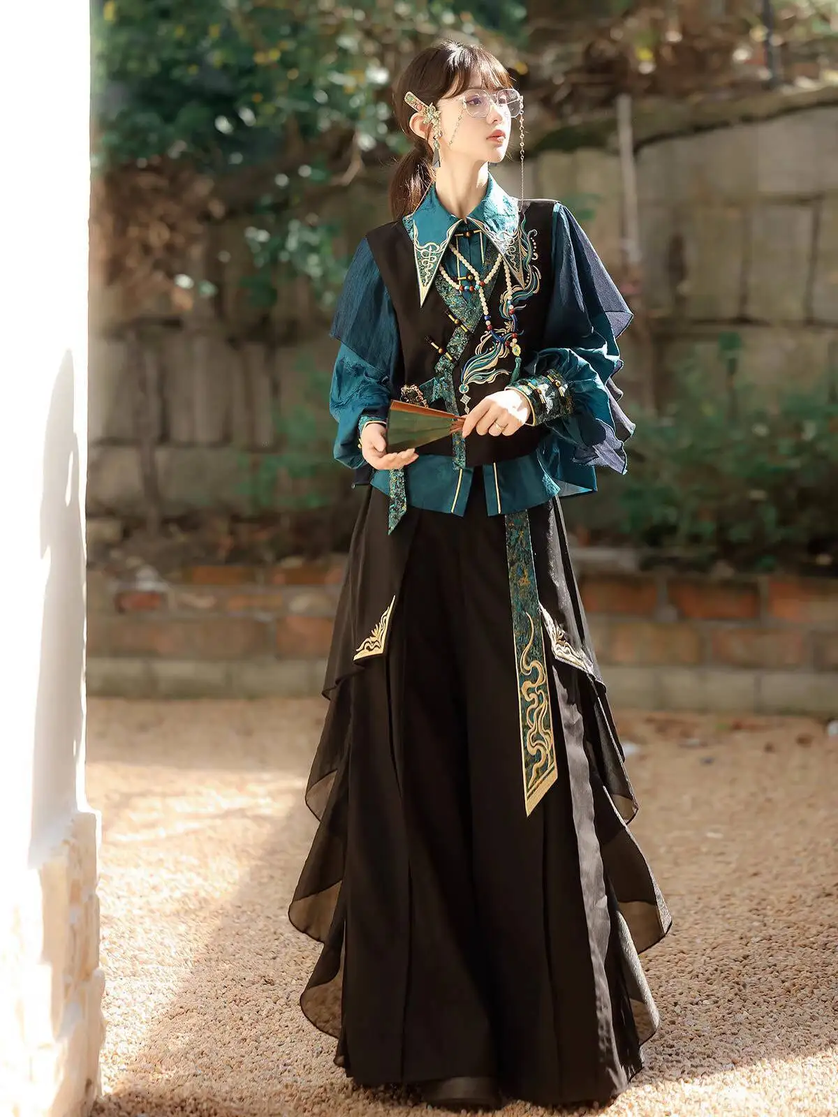 

Новый китайский стиль ханьфу, женское платье в китайском стиле с улучшенными элементами хань, широкие брюки, брюки, фиеста, карнавал, Хэллоуин, косплей