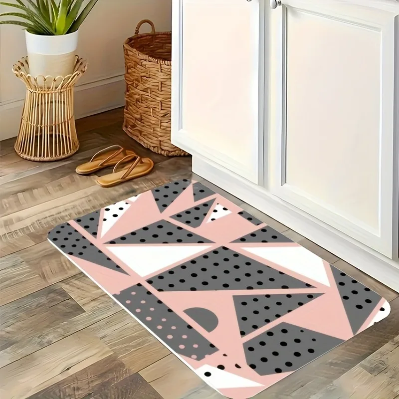 

1PC Geometric Pattern Kitchen Rug Non-Slip Door Mat Pop design Bathroom Rug Bath Mat Carpet for Home Sink Laundry Decoreeree