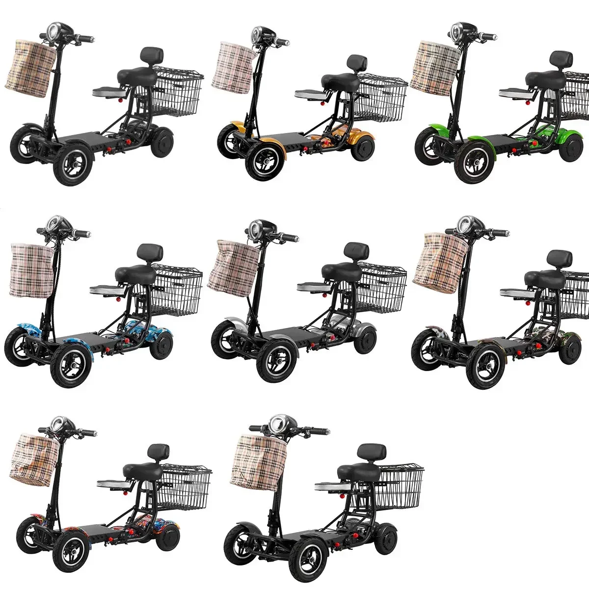 foldable lithium elderly golf bag carrier 4 wheel scooter electric folding adult electric mobility scooter for seniors disabled