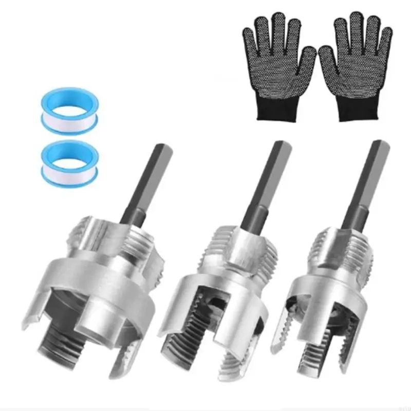 PVC Pipe Threading Tool Set With 3 Size Internal External Threader Drive Rod Sealing Tape For PVC Pipes Repair M4YD