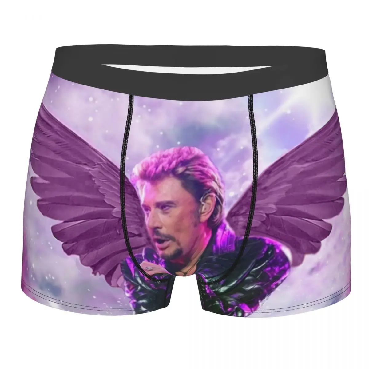 

Custom Johnny Hallyday Angel Wings Boxers Shorts Panties Male Underpants Breathable French Rock Singer Music Briefs Underwear