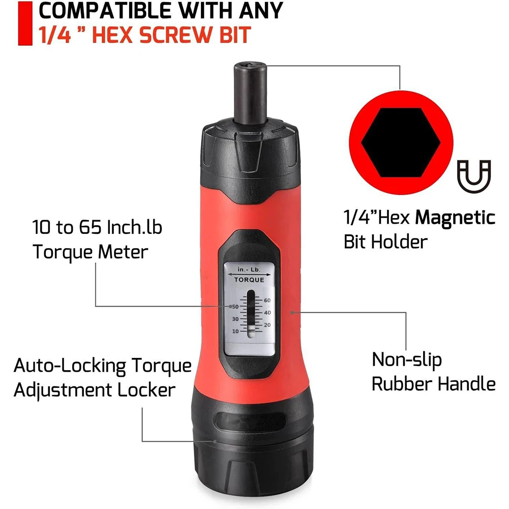 Torque Wrench Manual Preset Torque Driver Screwdriver Set Non-Slip Handle 1/4\