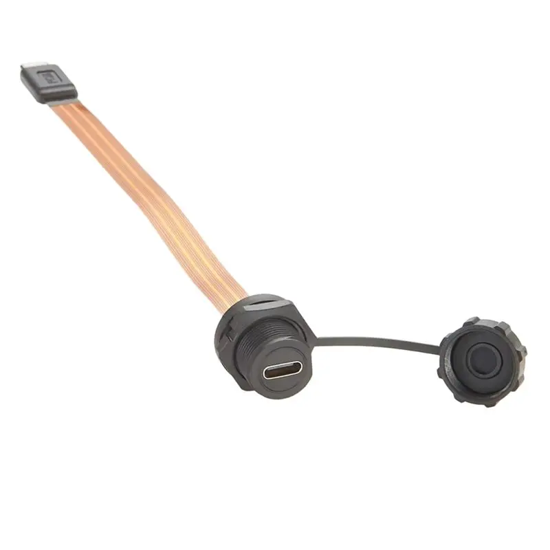 

JABS-USB 3.1 Type-C Male To Female Extension Cable 10Gbps Speed, Flat FPC Ribbon Design 100W For Data Transfer, Flush Panel Moun