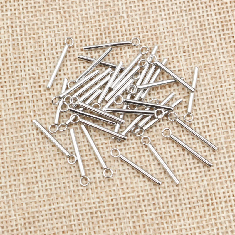 20pcs 10 15 20 25 30 35 40 50mm Stainless Steel Rectangular Straight Tube for Earrings Findings Jewelry Necklace Pendant Charms