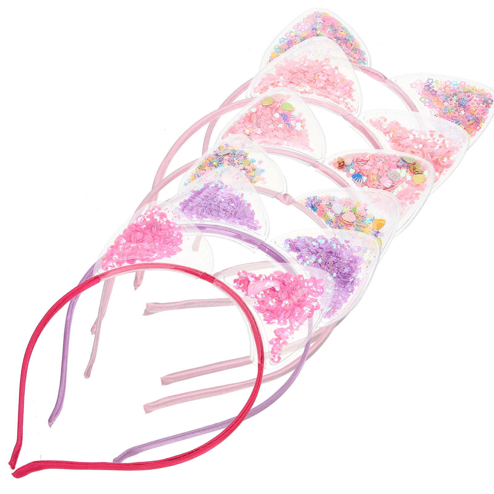 

6 Pcs Headband Hair Accessories Sequin Cat Ears Girls Kids Plastic Lightweight Comfortable Party Carnivals Gifts