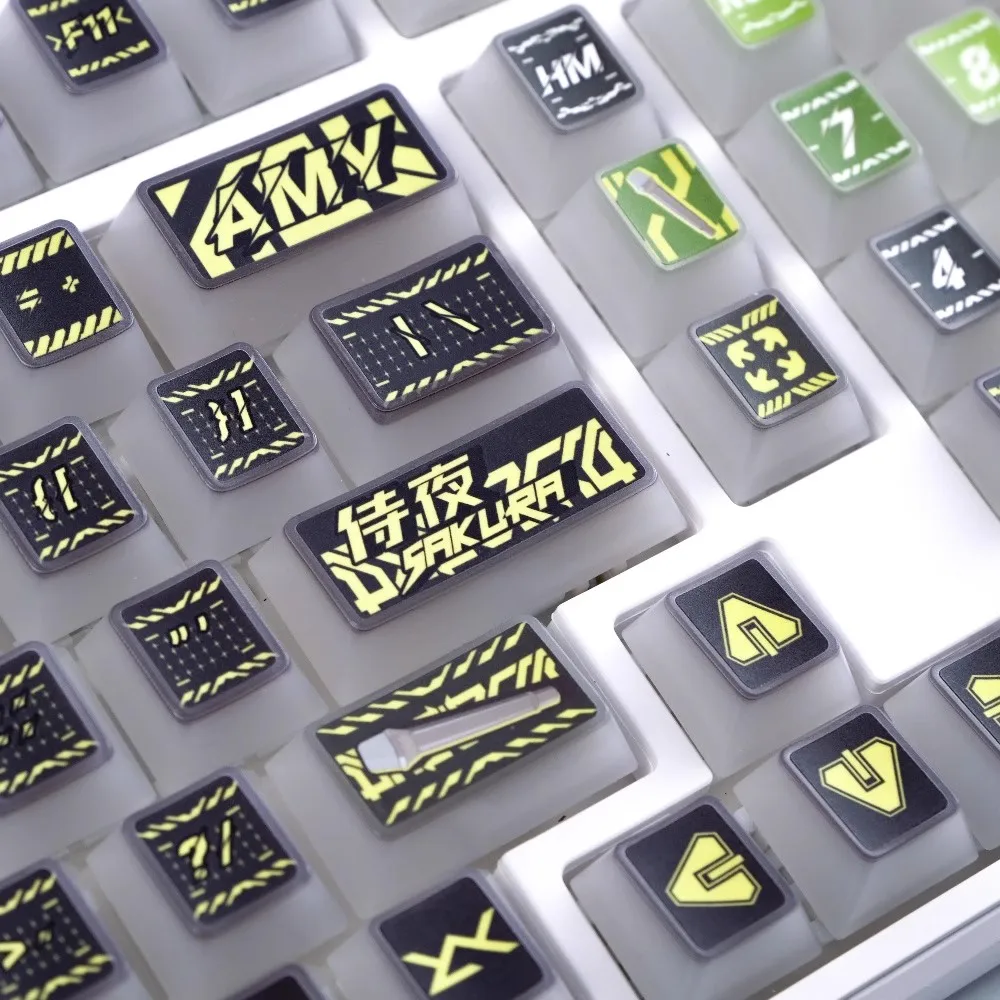 1 مجموعة شي يي ساكورا كيكابس PBT صبغ Subbed مفتاح قبعات مضيئة ضباب شفاف أنيمي الكرتون كيكاب ل MX التبديل الكرز الشخصي