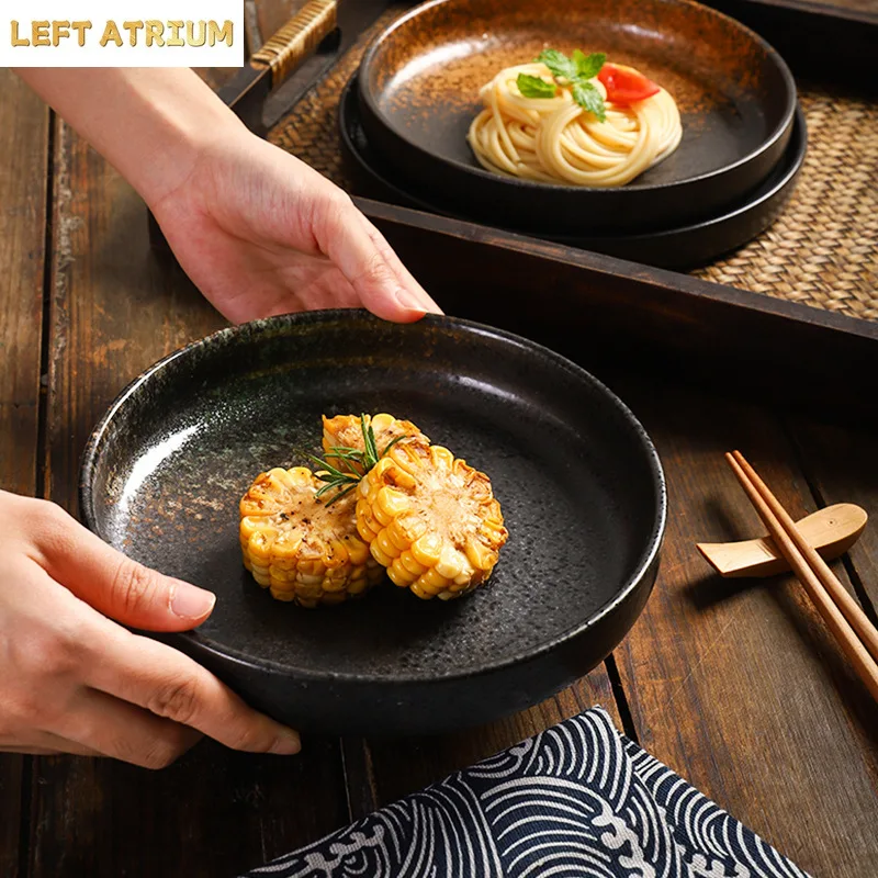 8-inch Japanese-style ceramic disc creative western food plate pizza plate pasta flat plate Nordic household dining tableware