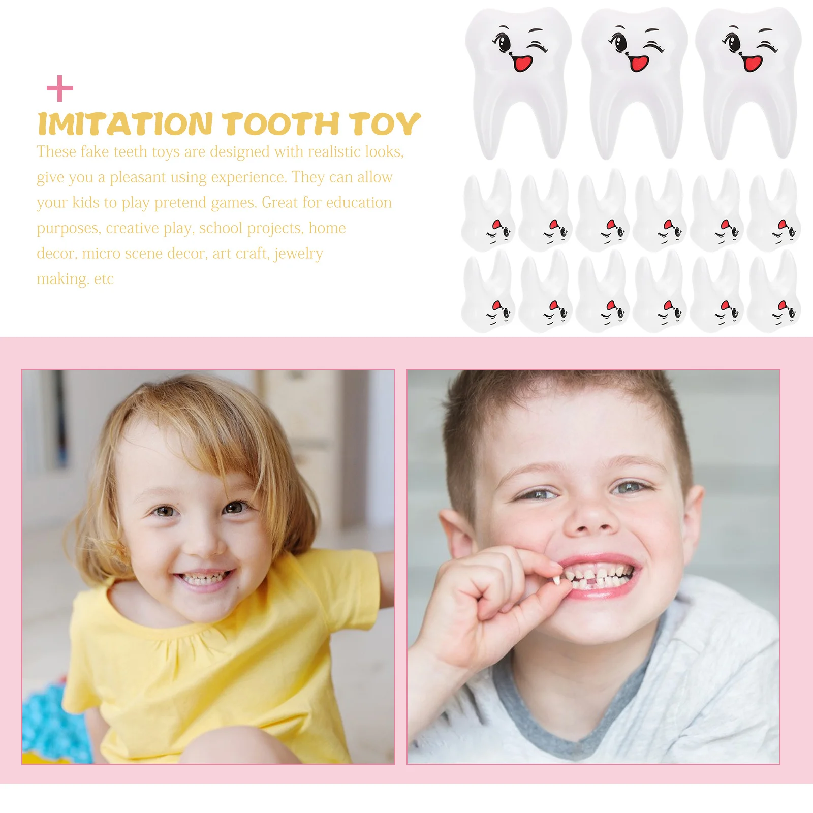 

15Pcs Cartoon Plastic Teeth Funny Pretend Play for Kids Room Decor Party Favors Educational Dental Supply Fake Teeth