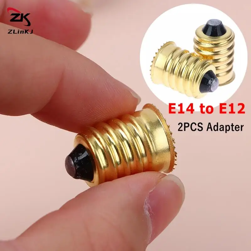 2PCS E14 EU Candelabra to E12 Chandelier Candle LED CFL Halogen Lamp Holder Small Bulb Base Gold Light Socket Adapter Converter