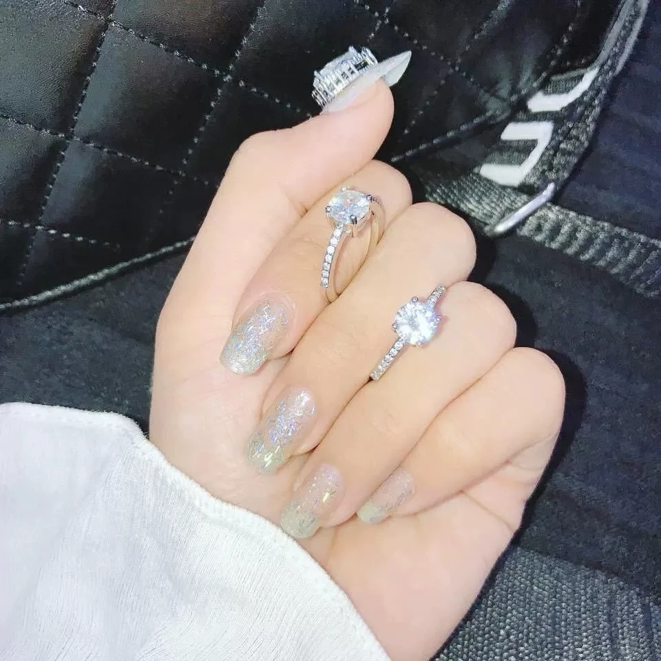 SUMENG 2024 New Arrival Crystal Engagement Design Rings for Women White Elegant Female Wedding Bridal Fashion Jewelry Gifts