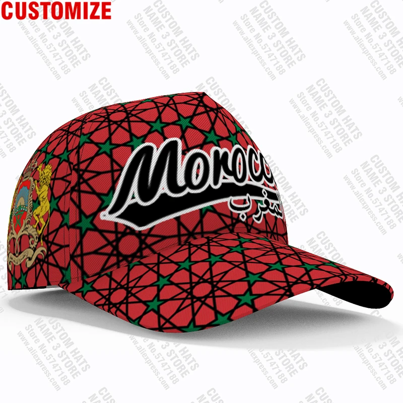 Morocco Youth Diy Free Custom Made Name Number Photo Mar Casual Hat Nation Flag Ma Kingdom Arabic Arab Country Baseball Cap