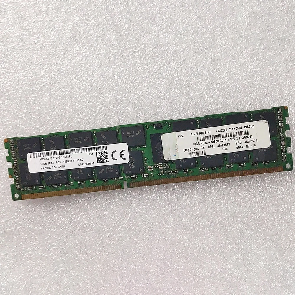 1PCS For IBM Server Memory X3650 M3/4 X3755 M3 X3850 X5/6 X3950 X6 X3550 M2/3/4 46W0672 46W0674 46W0671 49Y1565 16G 1600 ECC REG