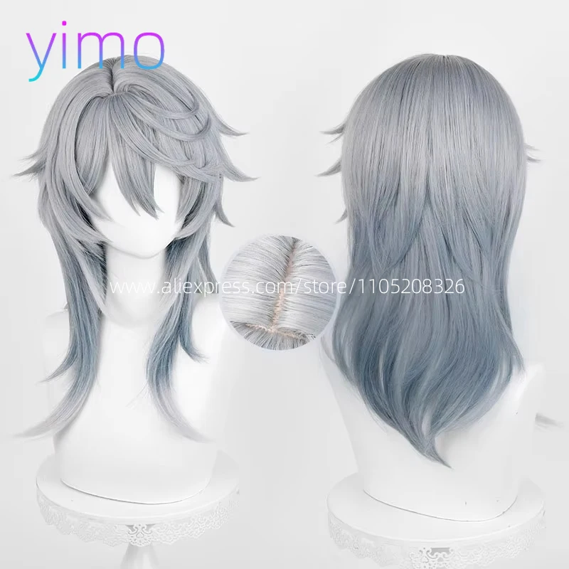 

Honn kaai Star Raiil HSR Sunday Косплей Парик 52 см Серый Синий Парик Градиента Косплей Аниме Косплей Парики Термостойкие Синтетические Волосы