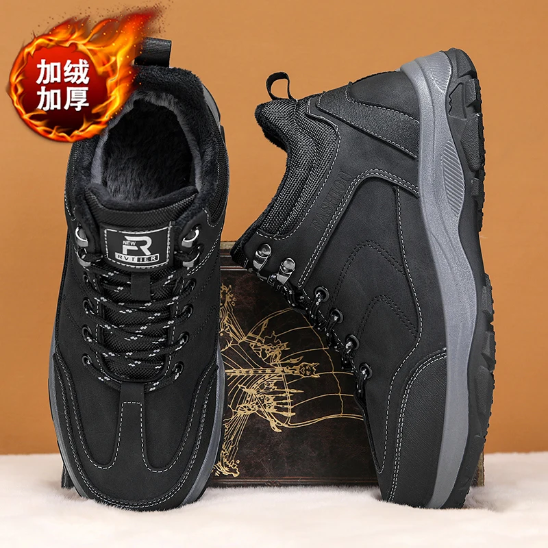 

Men's Winter Boots Warm Waterproof Non-Slip Plush Sneakers Shoes - Winter Slippers Male Tenis Boots
