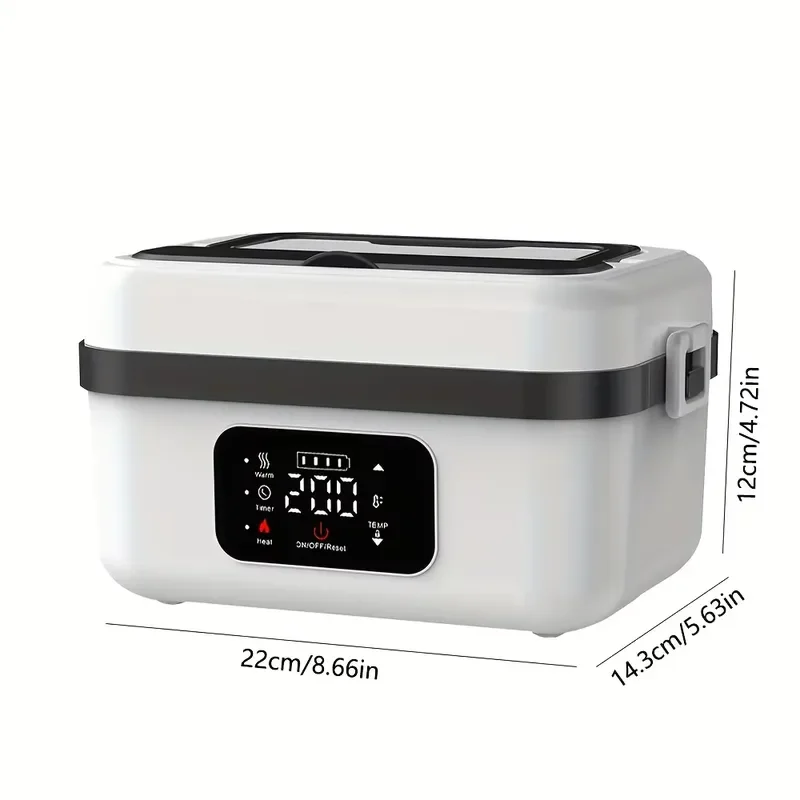 1L Stainless Steel Electric Lunch Box 8000mAh Battery Portable Food Warmer Digital Control Sealed Container for Home School