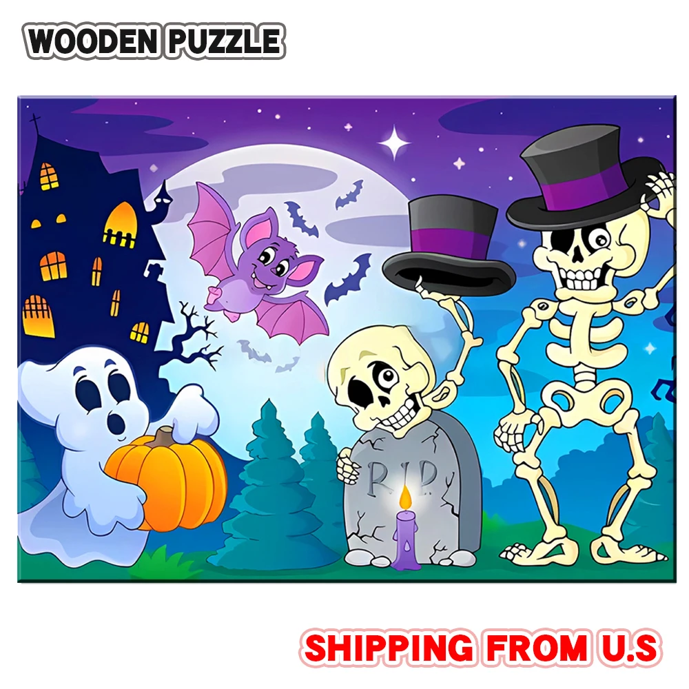 

Adult Halloween Puzzle - Halloween Horror Haunted Mansion - Pumpkin - Skeleton - Ghosts - Family Collective Game