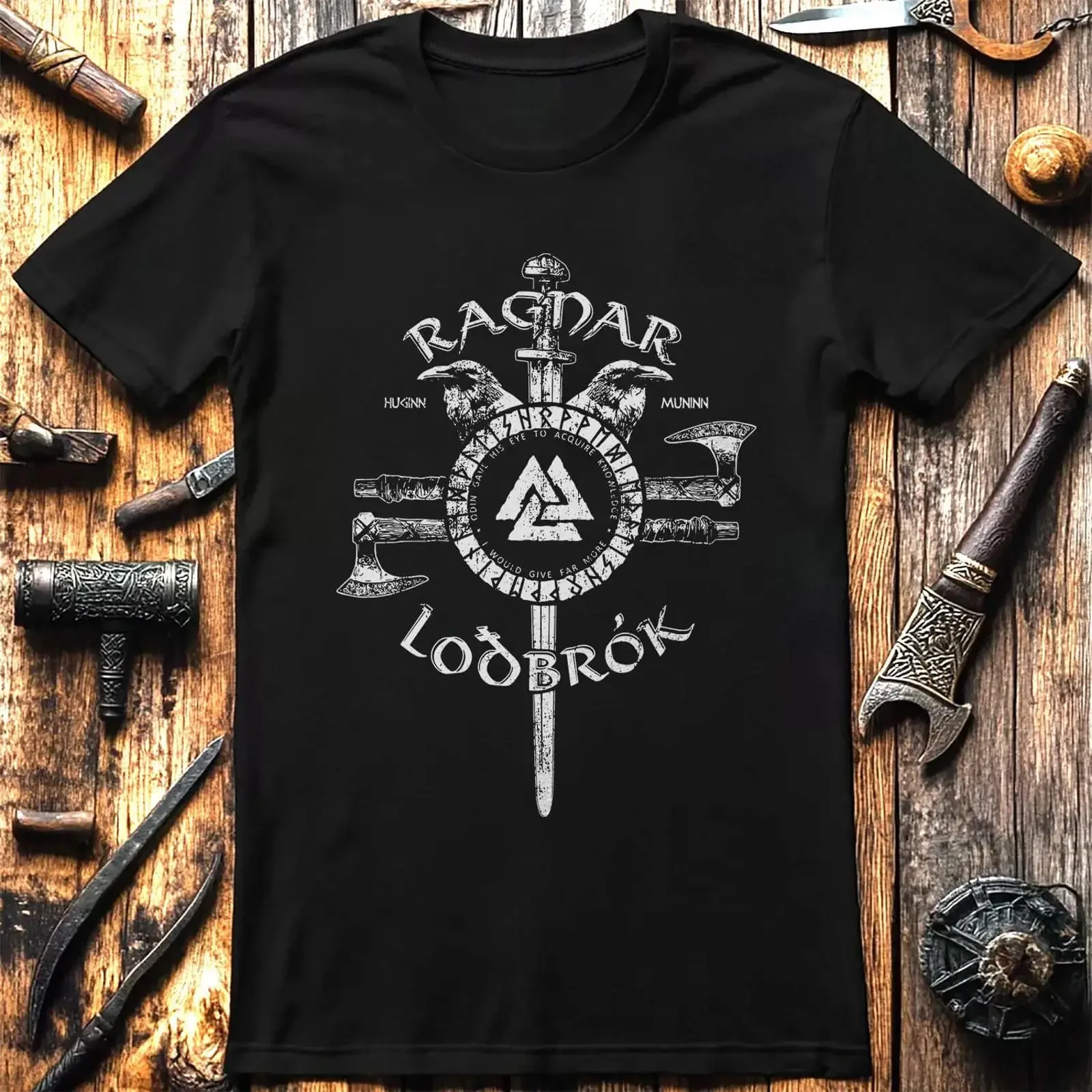 Футболка Ragnar Lodbrok в винтажном стиле (США), мягкая, дышащая, эластичная, унисекс, с графическим принтом, повседневная, слегка состаренная
