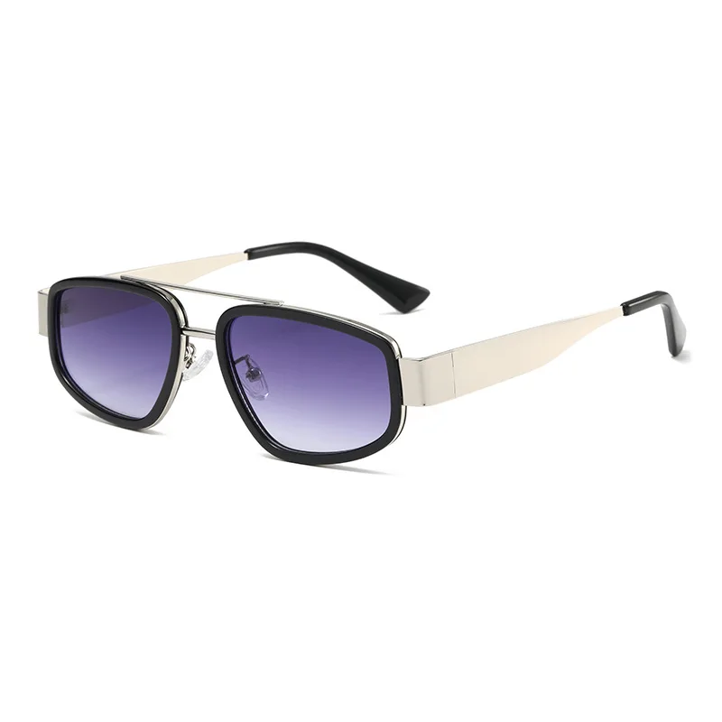 

3642 Double Bridge Geometric Sunglasses for Men Women, Fashion Polygonal Pilot Sun Glasses, Vintage Stylish Metal Shades 605506
