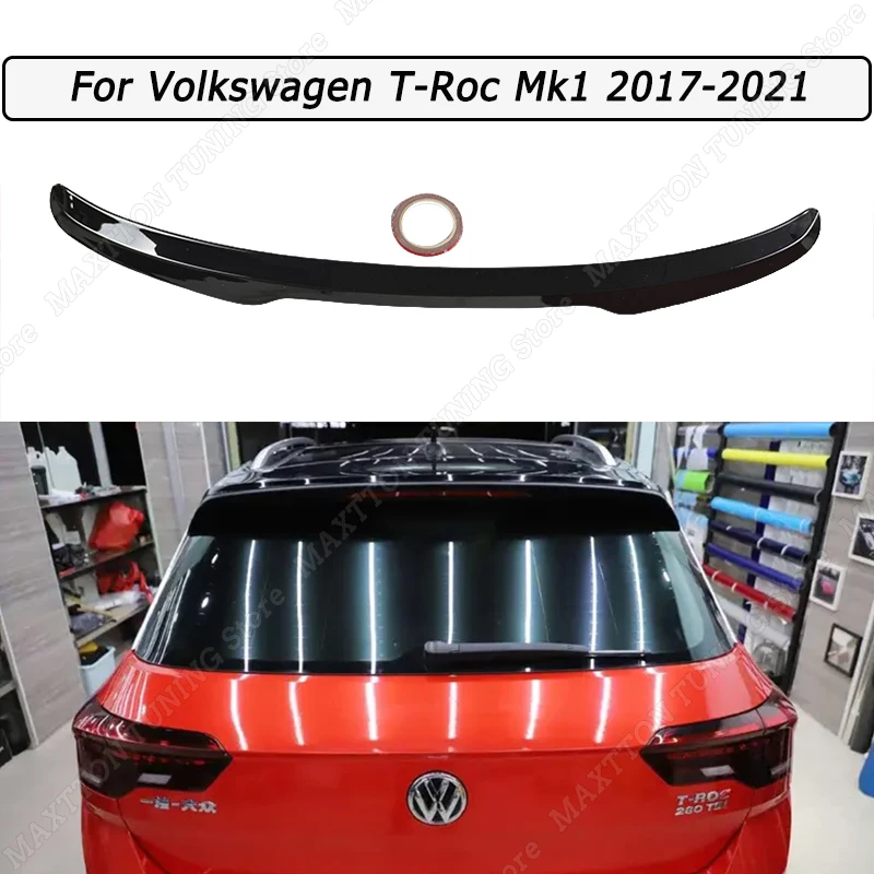 

Car Rear Trunk Roof Spoiler Wing MAXTON Style For Volkswagen T-Roc Mk1 2017 2018 2019 2020 2021 Gloss Black ABS Body Kit Tuning