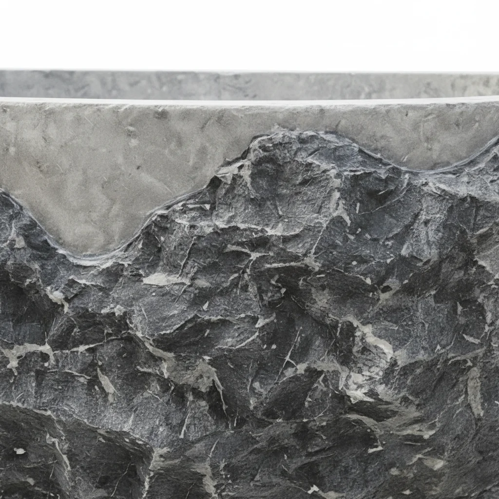 #￥Wholesale Modern Freestanding Natural Grey Stone Bathtub Antique Marble Soaker Tub for Outdoor and Indoor Villa Bathroom