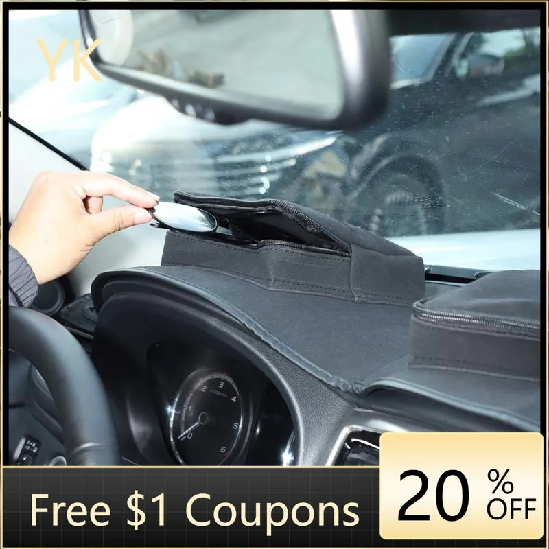 

For Mitsubishi Triton L200 2015-2023 Car Dashboard Sunscreen Pad with Zipper Storage Bag Interior Car Accessories