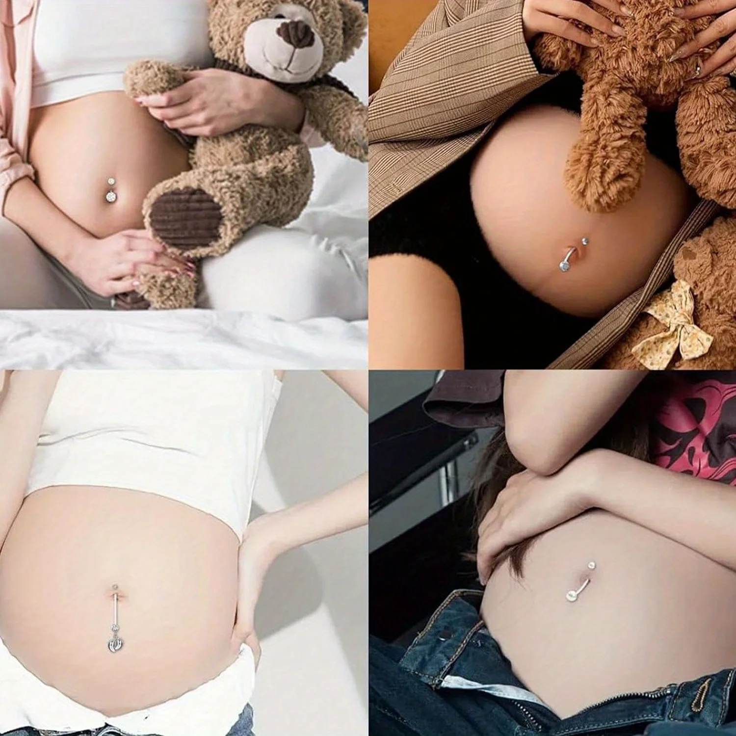 6 uds. Anillos flexibles transparentes de plástico de 14G con barra larga para ombligo para mujeres embarazadas, conjunto de joyería para Piercing corporal, deporte de maternidad