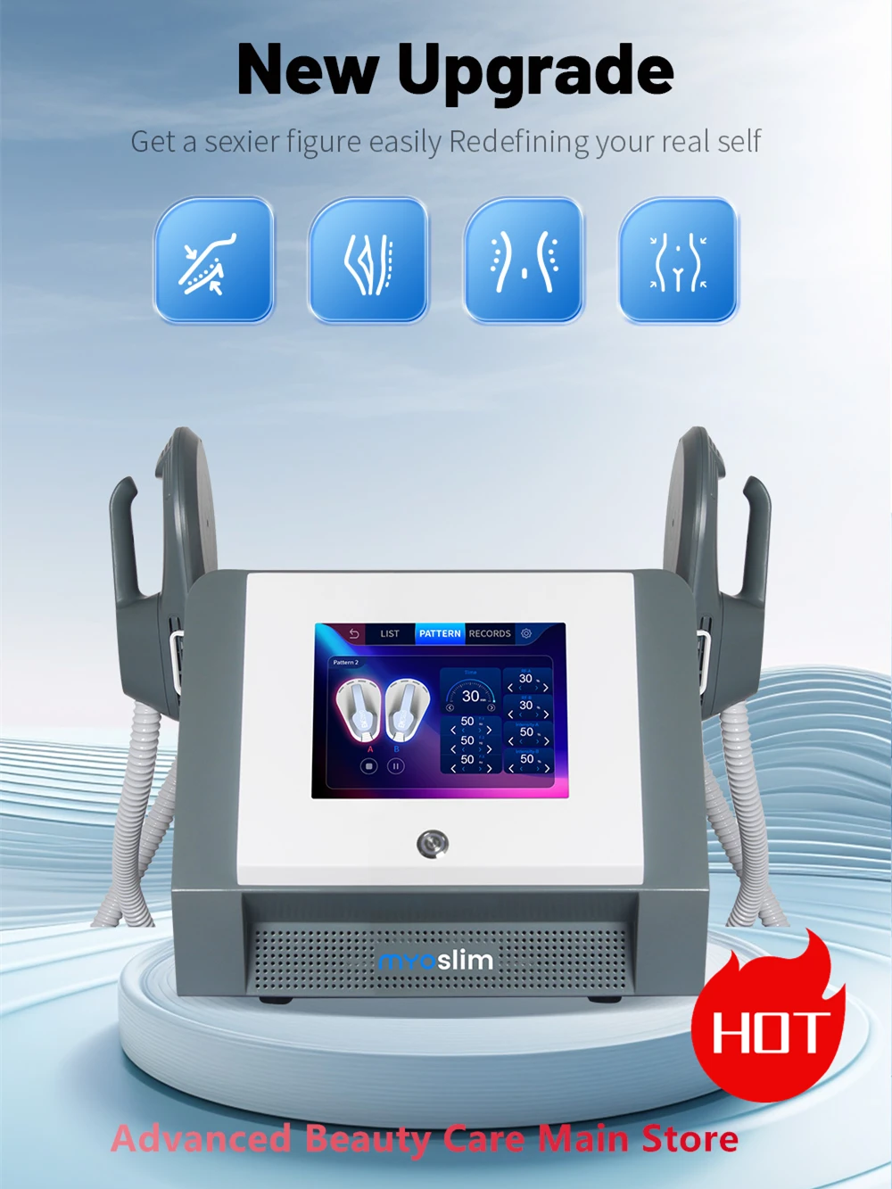 Baru Myoslim RF Stimulasi Otot HI-EMT Mesin Pembentuk Pelangsing Tubuh Berat Peralatan Kecantikan Pengurangan Lemak Pelangsing Tubuh