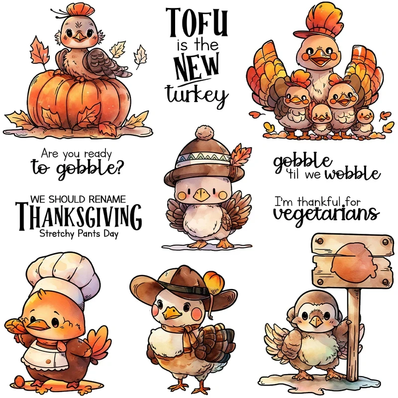 

Thanksgiving Day Cute Turkey Cutting Dies Clear Stamp DIY Scrapbooking Supplies Metal Dies Silicone Stamp Cards Album