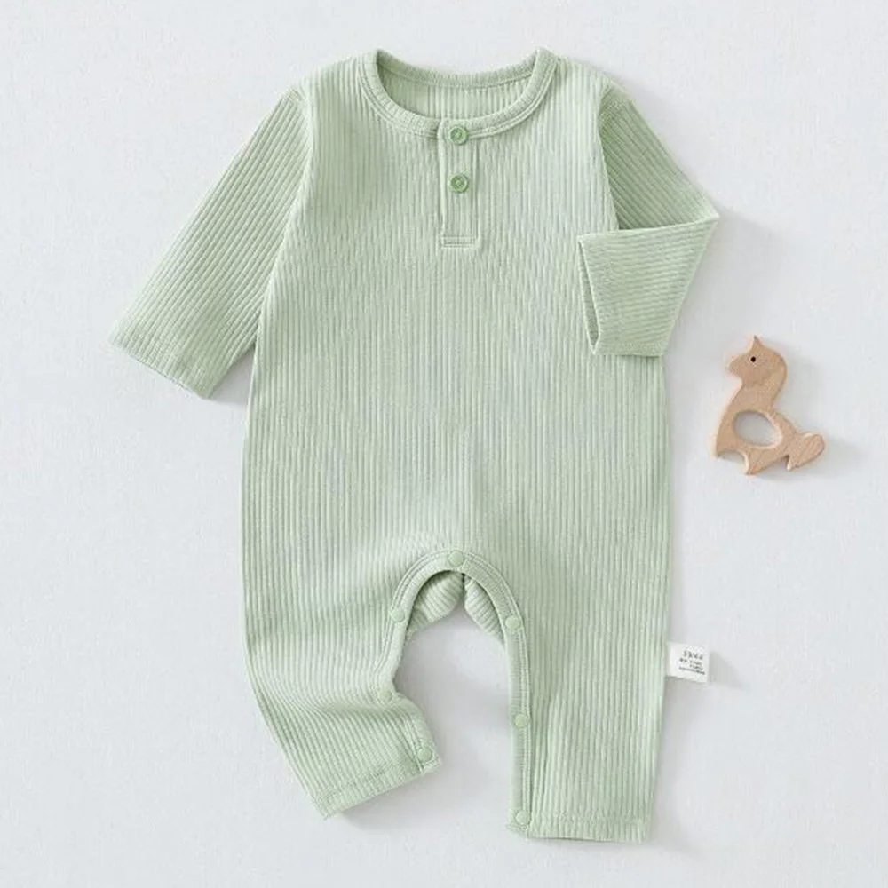 Baby Newborn Clothing Solid Color Cotton Baby Girl Romper Long Sleeve Spring Fall Winter Infant Boy Jumpsuits