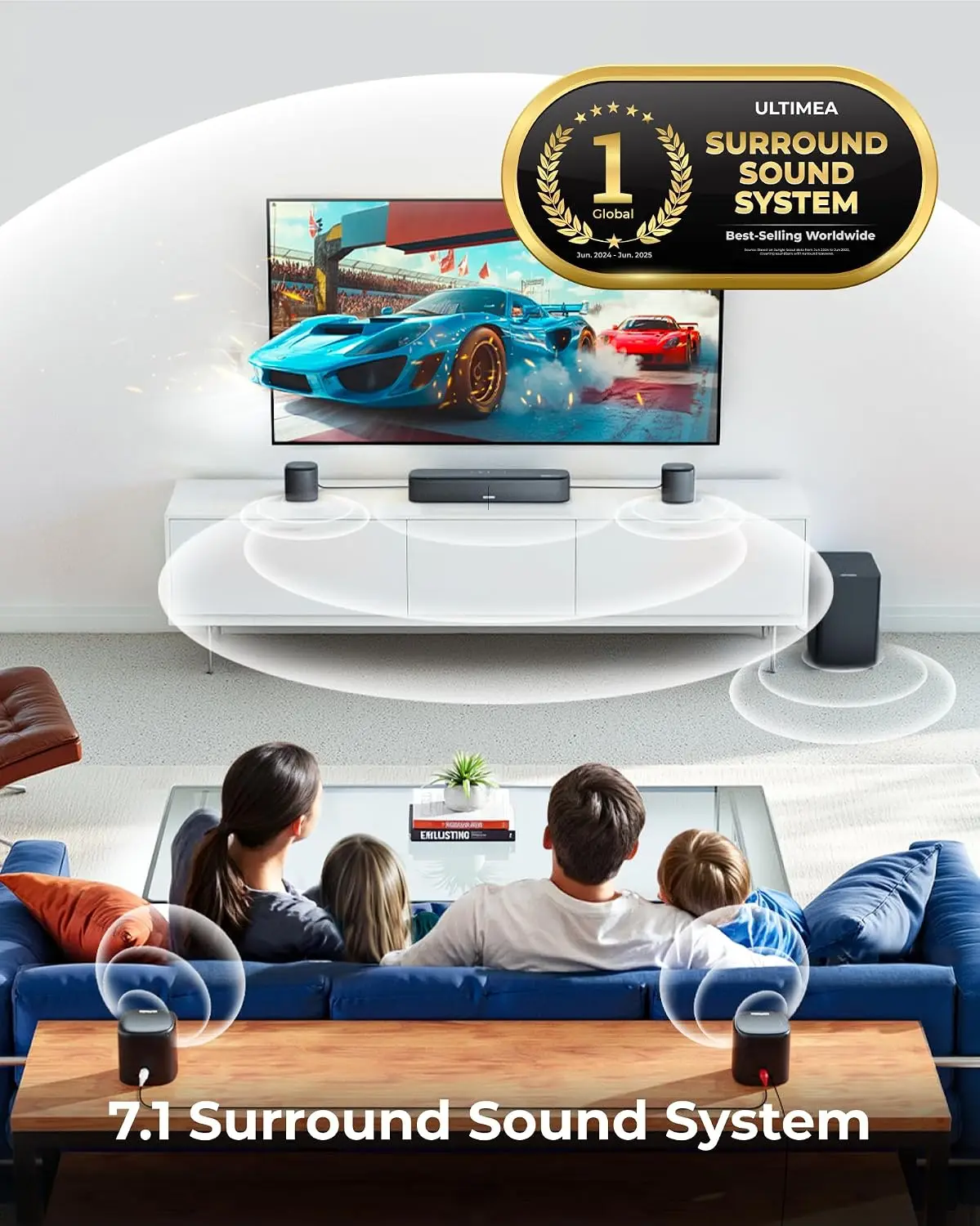 7.1-Channel Soundbar with Dolby Atmos, 4 Surround Speakers, and Subwoofer - Home Theater Surround Sound System for Smart TV with HDMI eARC, App Control, 2026 Model