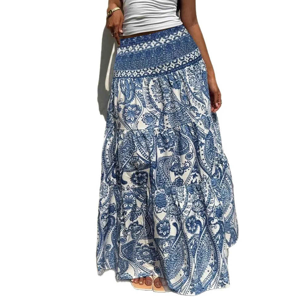 

New Bohemian-style Printed Half-length Skirt for Women's Vacation Casual Wear Skirts