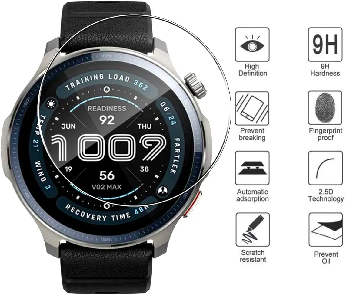 

3/6PCS Smartwatch Screen Protectors for Amazfit Balance 2 Tempered Glass Watch Films HD Hardness Protective Cover