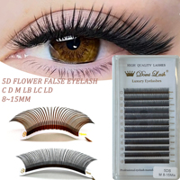 Domi Brown 5D Flower Lashes LC LB M Curl Spikes Eyelash Extensions Fluffy Volume Fans Wispy Individual Russian Volume Lash Fans