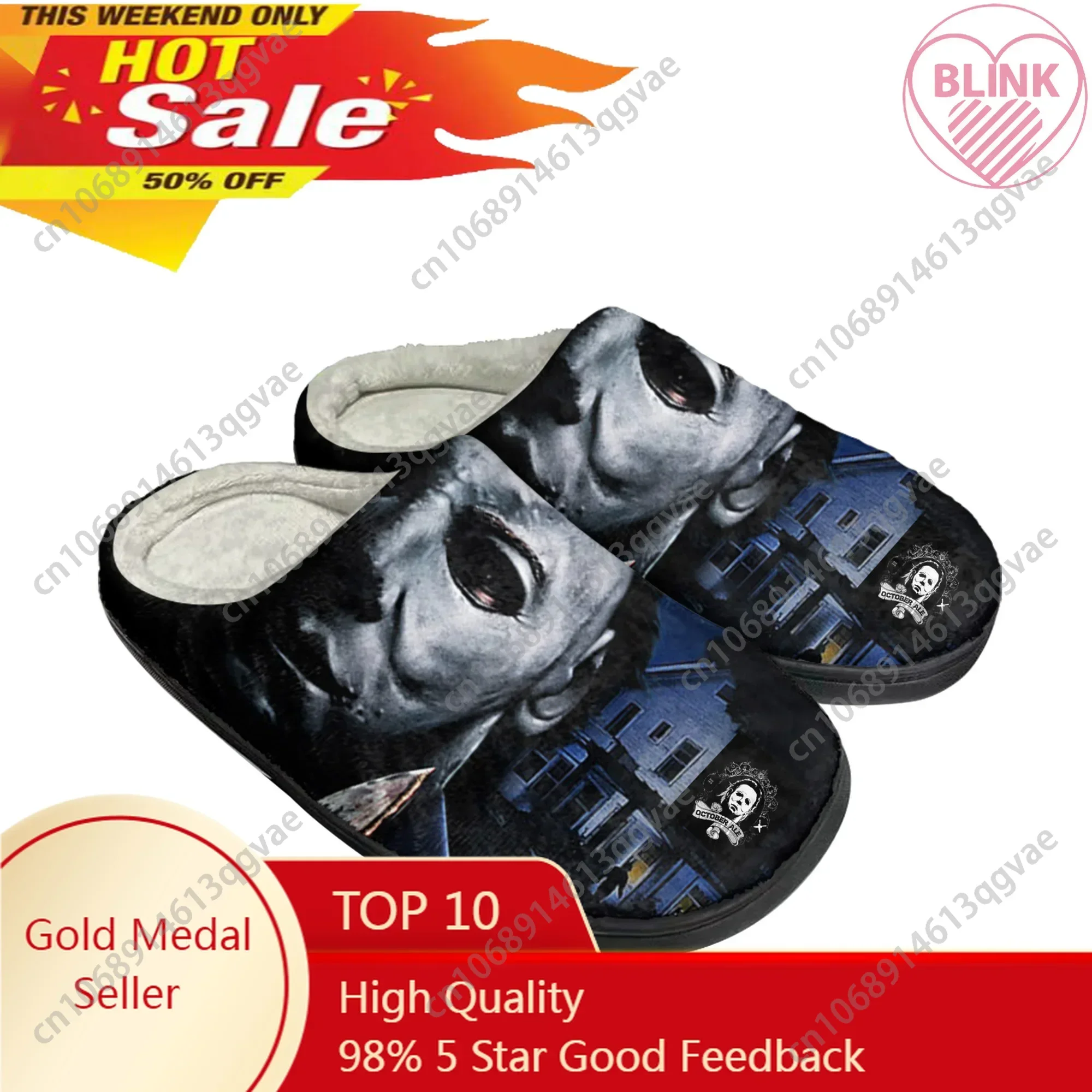 

Horror Halloween Home Cotton Custom Slippers Michael Myers Mens Womens Sandals Plush Casual Keep Warm Shoes Thermal Slipper