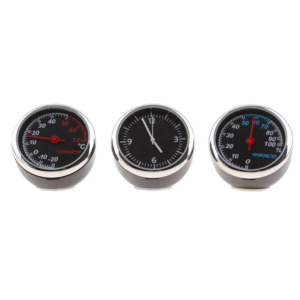 3 Pcs / Set Digital Car Hygrometer Clock Fit Cars Time