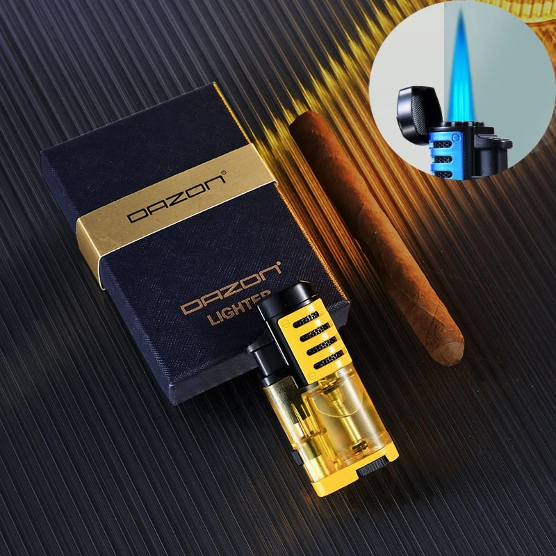 

Transparent Gas Window Inflatable Lighter Outdoor Windproof Triple Fire Direct Fire Igniter Cigarette Accessories Smoking Gifts