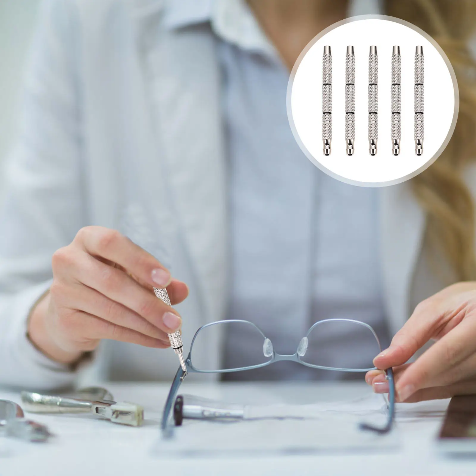 5Pcs Portable Eyewear Screwdrivers Sturdy Rustproof Non Magnetic Glasses Repair Tool Kit for Frames Lenses Sunglasses Watches