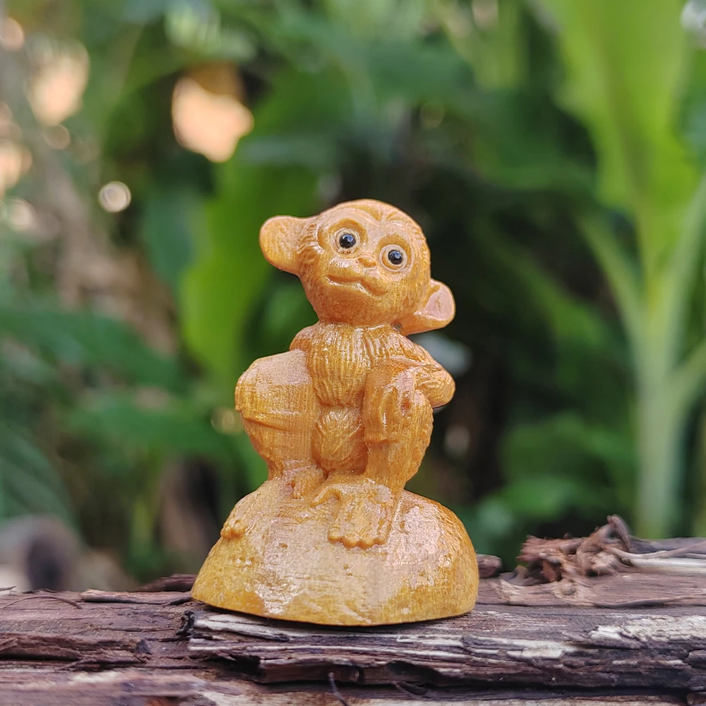 Art And Craft Jungle - รูปปั้นแกะสลักไม้รูปลิง, ของตกแต่งศิลปะธีมสัตว์, ของตกแต่งสำหรับห้องนั่งเล่นและห้องทำงาน, ของขวัญวันหยุดที่แนะนำ, ของตกแต่งบ้านสไตล์โอเรียนทัล, งานแกะสลักธีมป่า,