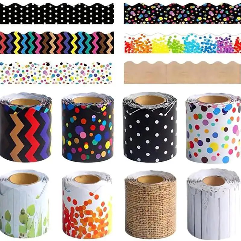 Classroom Self Adhesive Border Trim Sticker 10M Strip 26 Colors for DIY Bulletin Board and Teaching Decoration