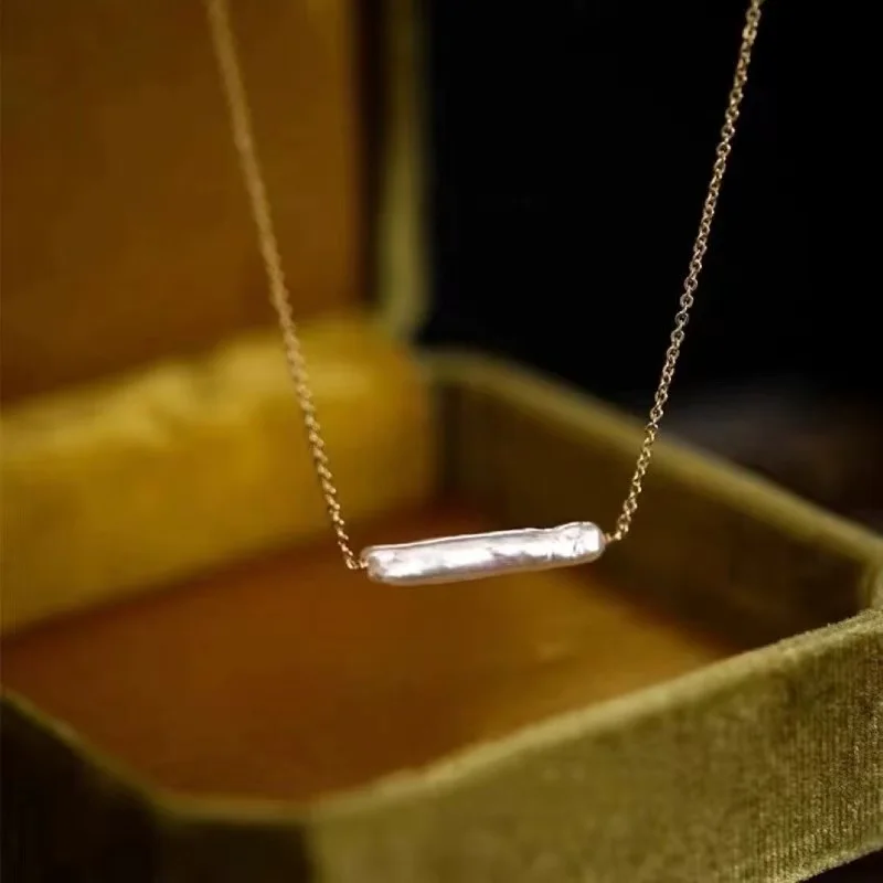 

New Arrival Elegant Square silver bars Natural Baroque Freshwater Pearl 14K Gold Filled Female Necklace for Women Birthday Gift
